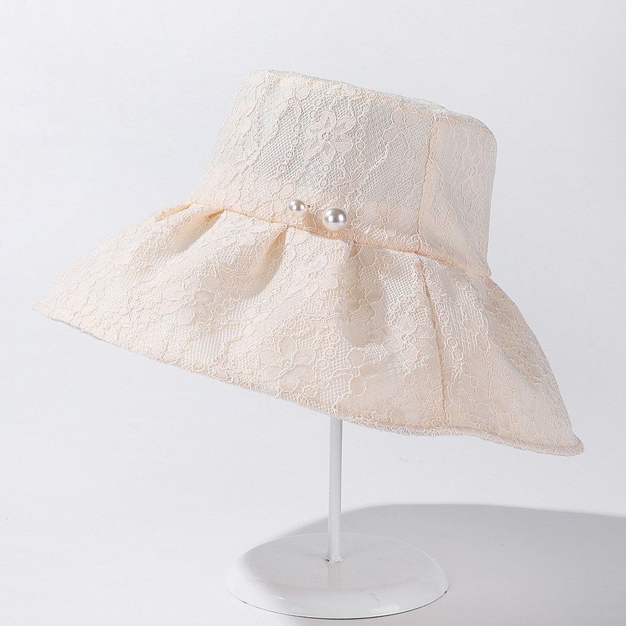 BK00036 Lace Pearl nyári női vödörsapka