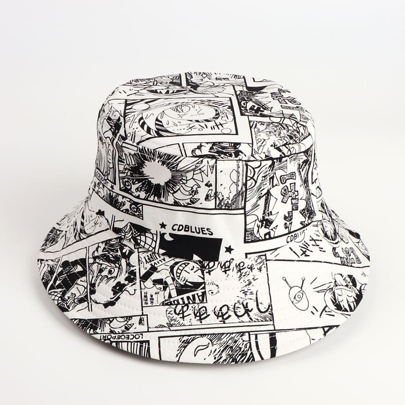 BK00051 Fekete-fehér Pirate King mintás vödörsapka