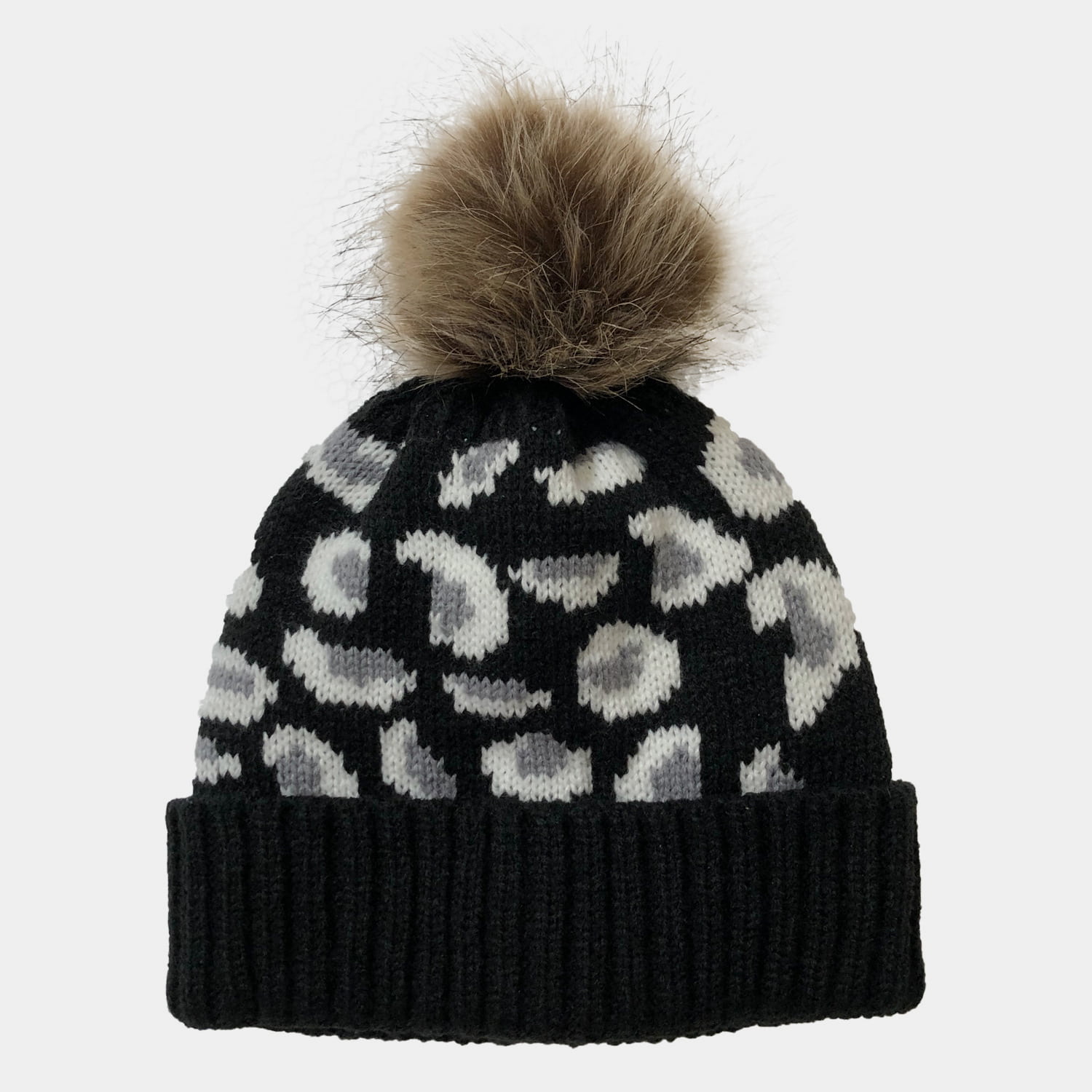 H00004 Leopard Jacquard női kötött sapka