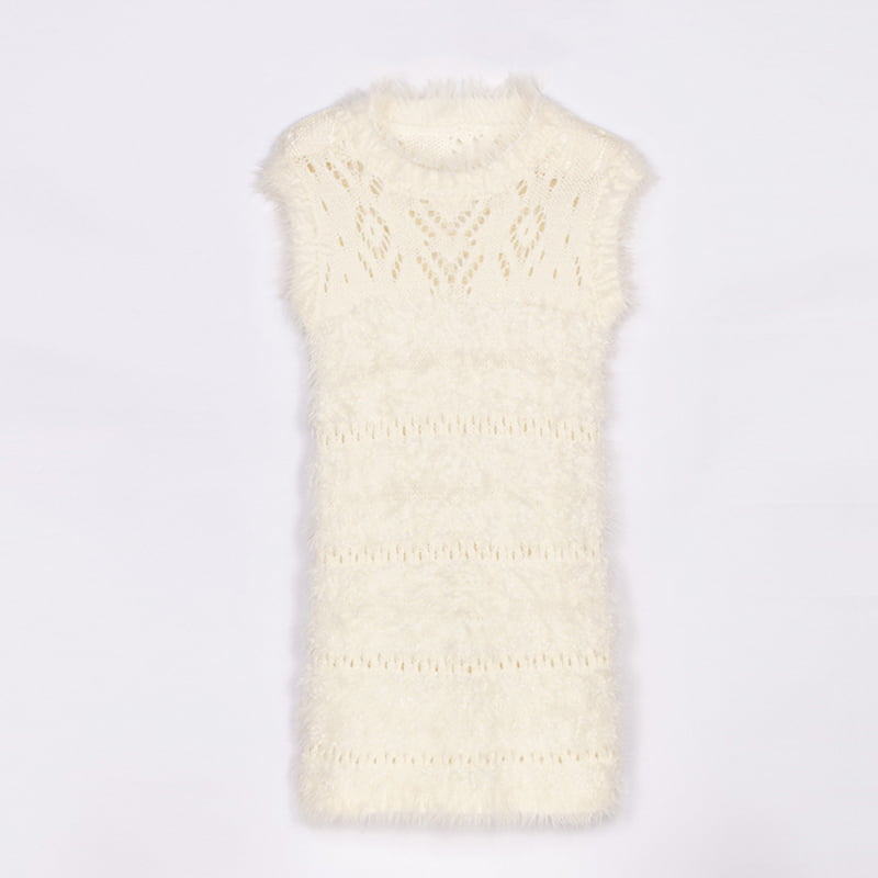 SM-K0043 Nyári moher ujjatlan kötött ruha francia üreges alsó ruha SM-K0043 Nyári moher ujjatlan kötött ruha francia üreges alsó ruha