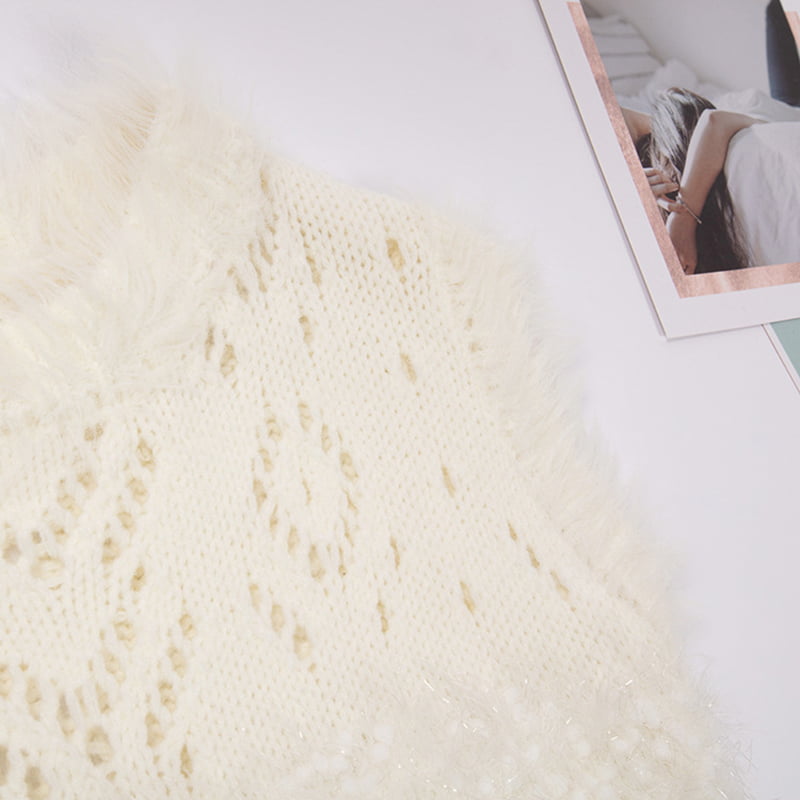 SM-K0043 Nyári moher ujjatlan kötött ruha francia üreges alsó ruha SM-K0043 Nyári moher ujjatlan kötött ruha francia üreges alsó ruha