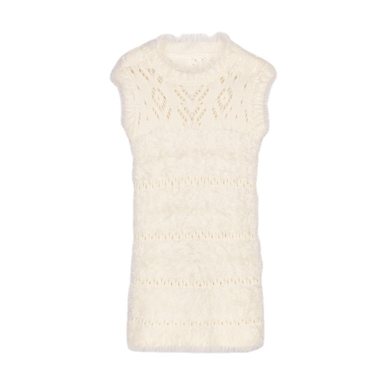 SM-K0043 Nyári moher ujjatlan kötött ruha francia üreges alsó ruha SM-K0043 Nyári moher ujjatlan kötött ruha francia üreges alsó ruha