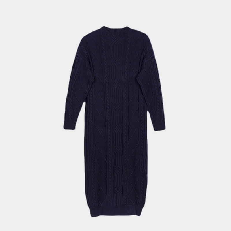 SM-K0032 őszi/téli női V-nyakú, egyszínű jacquard kötött ruha SM-K0032 őszi/téli női V-nyakú, egyszínű jacquard kötött ruha