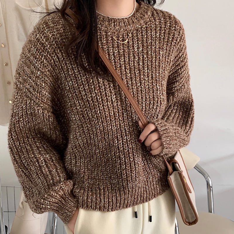 SM-K0028 tavaszi laza nyakú színes puha, viaszos hosszú ujjú kötött pulóver SM-K0028 tavaszi laza nyakú színes puha, viaszos hosszú ujjú kötött pulóver