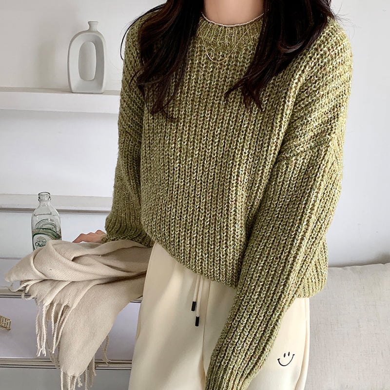 SM-K0028 tavaszi laza nyakú színes puha, viaszos hosszú ujjú kötött pulóver SM-K0028 tavaszi laza nyakú színes puha, viaszos hosszú ujjú kötött pulóver