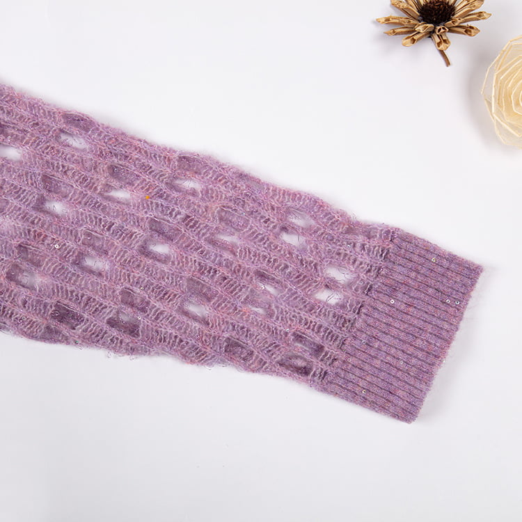 SM-K0040 V-nyakú vágott flitteres mohair kötött pulóver szuper tündér kivágott ujjak SM-K0040 V-nyakú vágott flitteres mohair kötött pulóver szuper tündér kivágott ujjak