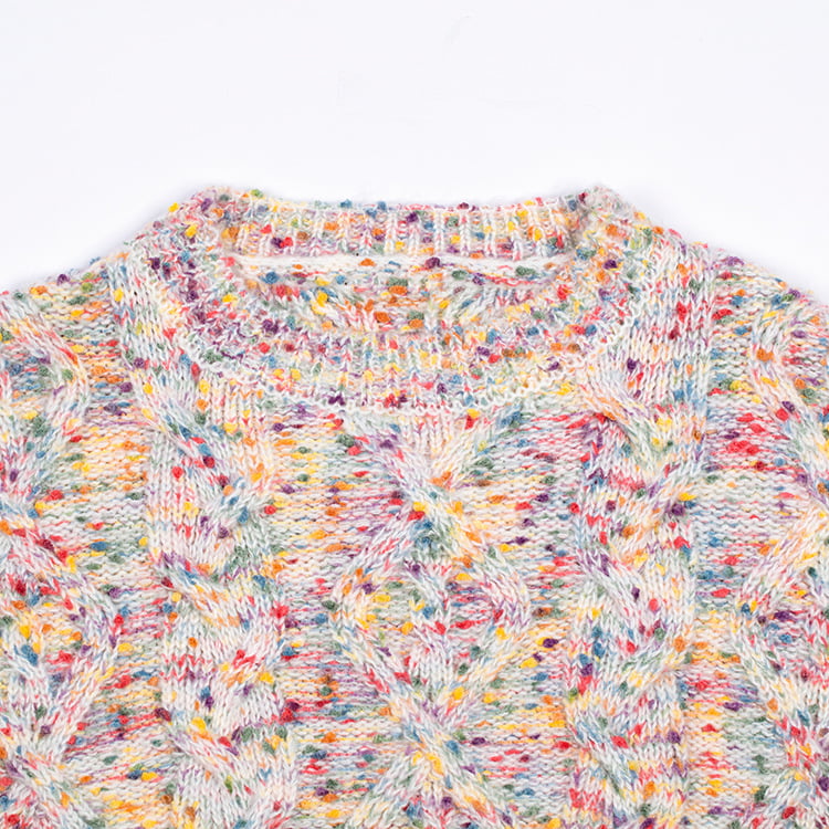 SM-K0033 színes pöttyös Sweet Wind laza garbós pulóver kötött pulóver SM-K0033 színes pöttyös Sweet Wind laza garbós pulóver kötött pulóver