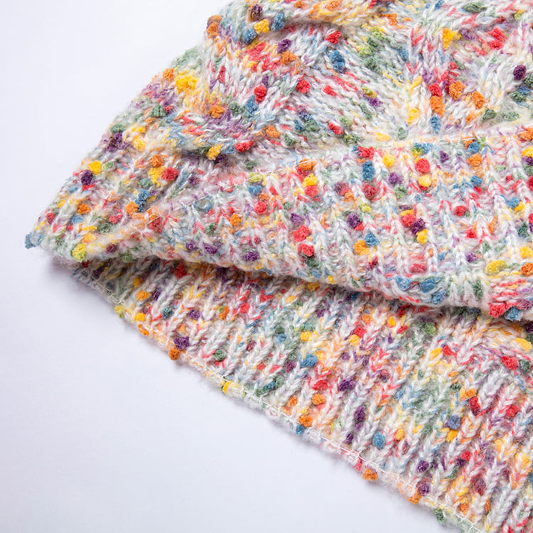 SM-K0033 színes pöttyös Sweet Wind laza garbós pulóver kötött pulóver SM-K0033 színes pöttyös Sweet Wind laza garbós pulóver kötött pulóver