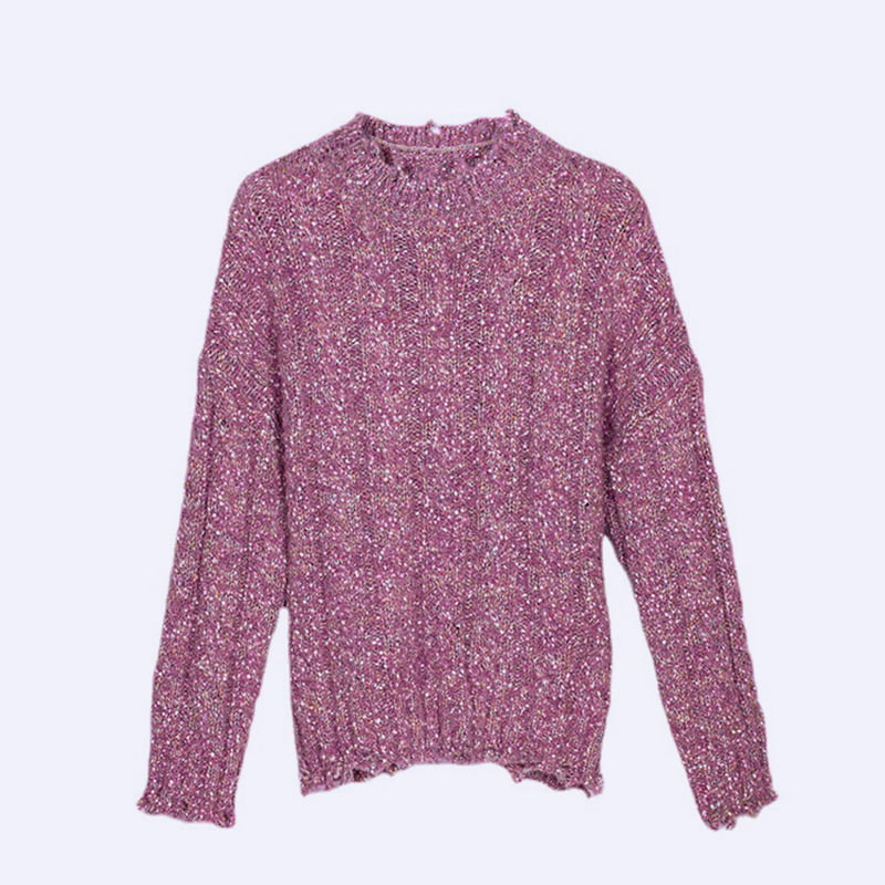 SM-K0037 tavaszi és őszi kerek nyakkivágású szegély nyers bevágással női kötött pulóver SM-K0037 tavaszi és őszi kerek nyakkivágású szegély nyers bevágással női kötött pulóver