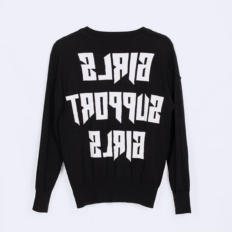 SM-K0048 női ábécés jacquard nyakú, hosszú ujjú kötött pulóver SM-K0048 női ábécés jacquard nyakú, hosszú ujjú kötött pulóver