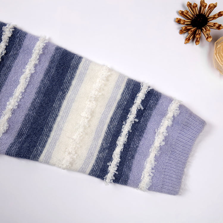 SM-K0047 csíkos színátmenet, édes patchwork laza, kerek nyakú kötött pulóver SM-K0047 csíkos színátmenet, édes patchwork laza, kerek nyakú kötött pulóver