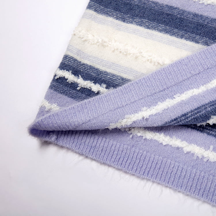 SM-K0047 csíkos színátmenet, édes patchwork laza, kerek nyakú kötött pulóver SM-K0047 csíkos színátmenet, édes patchwork laza, kerek nyakú kötött pulóver