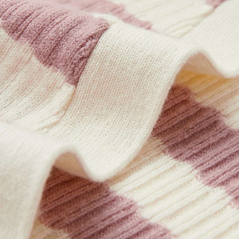 ML2204 rózsaszín és fehér csíkos V-nyakú kötött kardigán pulóver dzseki ML2204 rózsaszín és fehér csíkos V-nyakú kötött kardigán pulóver dzseki