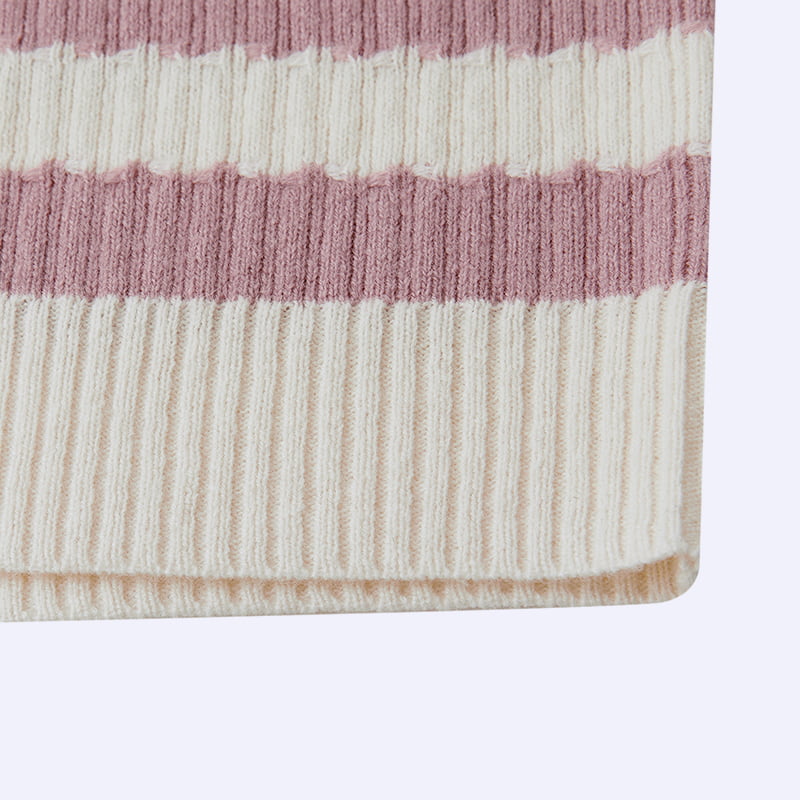 ML2204 rózsaszín és fehér csíkos V-nyakú kötött kardigán pulóver dzseki ML2204 rózsaszín és fehér csíkos V-nyakú kötött kardigán pulóver dzseki