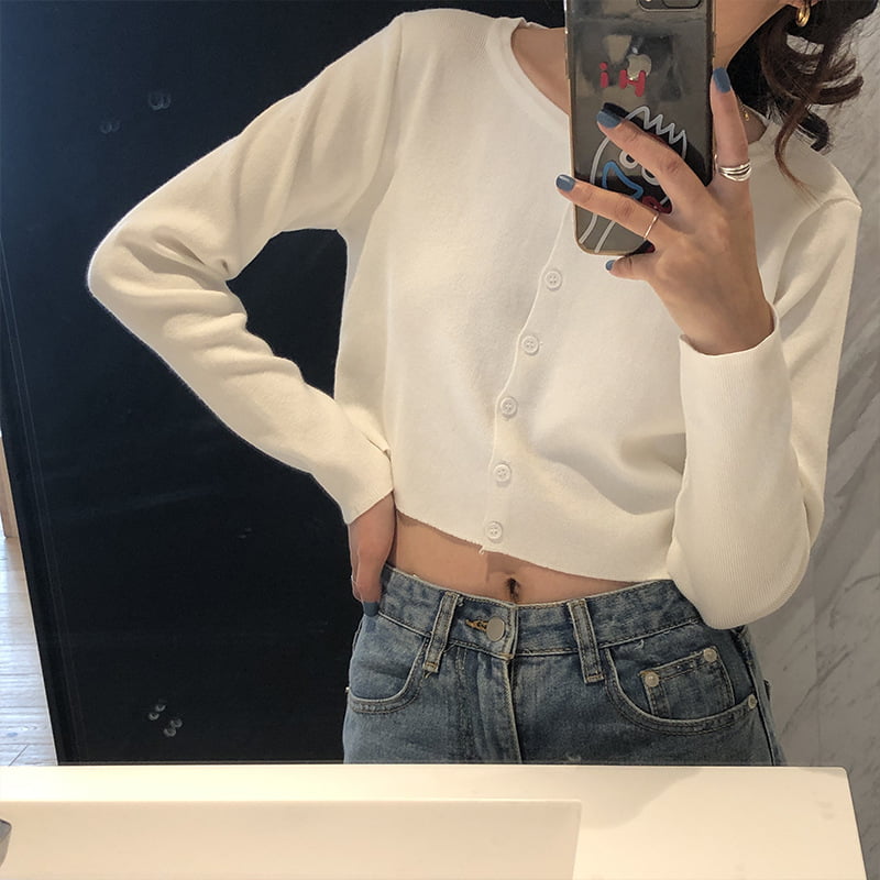 SM-K0016 Rövid stílusú, hosszú ujjú, bő nyakú vékony női pulóver, kötött kardigán SM-K0016 Rövid stílusú, hosszú ujjú, bő nyakú vékony női pulóver, kötött kardigán