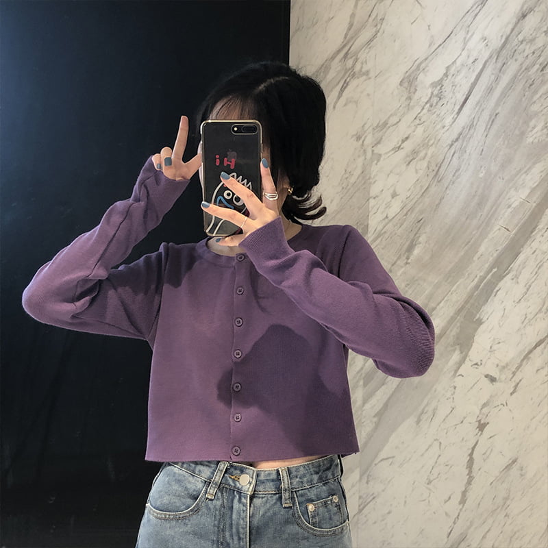 SM-K0016 Rövid stílusú, hosszú ujjú, bő nyakú vékony női pulóver, kötött kardigán SM-K0016 Rövid stílusú, hosszú ujjú, bő nyakú vékony női pulóver, kötött kardigán