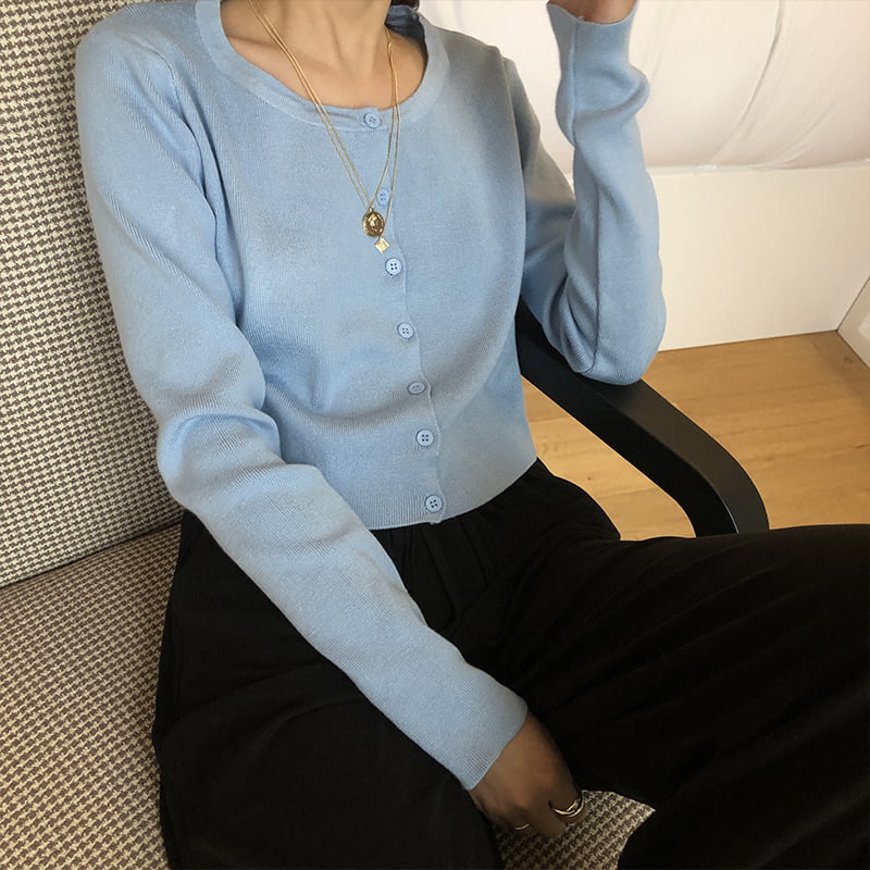 SM-K0016 Rövid stílusú, hosszú ujjú, bő nyakú vékony női pulóver, kötött kardigán SM-K0016 Rövid stílusú, hosszú ujjú, bő nyakú vékony női pulóver, kötött kardigán