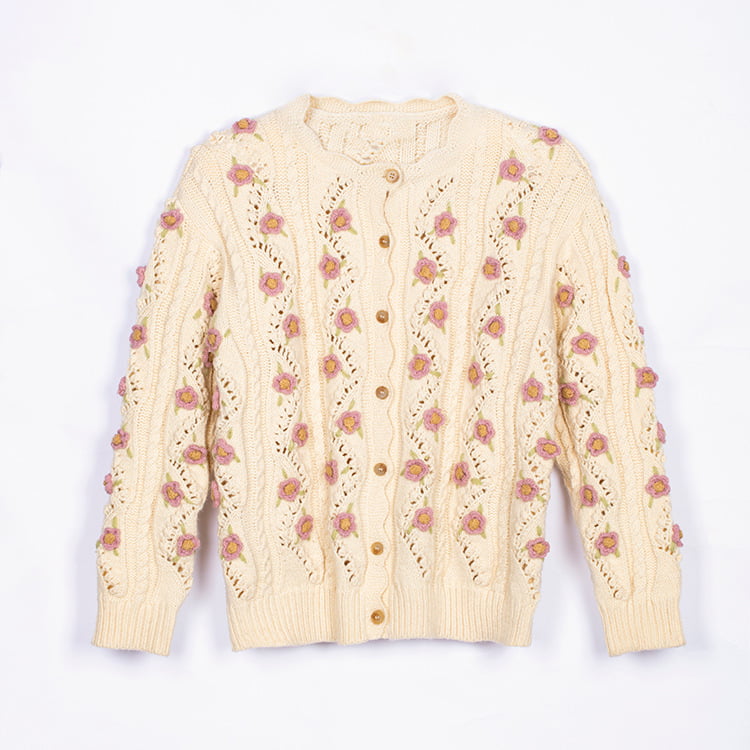 SM-K0008 Laza, retro kézi kampós hosszú ujjú pulóver női kötött kardigán SM-K0008 Laza, retro kézi kampós hosszú ujjú pulóver női kötött kardigán