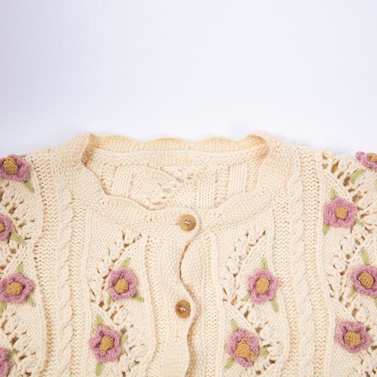 SM-K0008 Laza, retro kézi kampós hosszú ujjú pulóver női kötött kardigán SM-K0008 Laza, retro kézi kampós hosszú ujjú pulóver női kötött kardigán