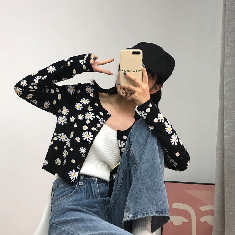 SM-K0009 Kis százszorszép kötött női pulóver, vékony kötött kardigán dzseki SM-K0009 Kis százszorszép kötött női pulóver, vékony kötött kardigán dzseki