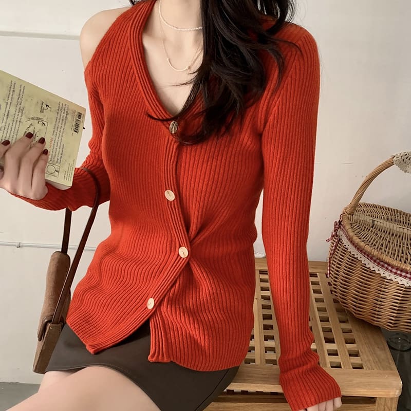 SM-K0022 V-nyakú, karcsú és niche kialakítású, hosszú ujjú kötött kardigán SM-K0022 V-nyakú, karcsú és niche kialakítású, hosszú ujjú kötött kardigán