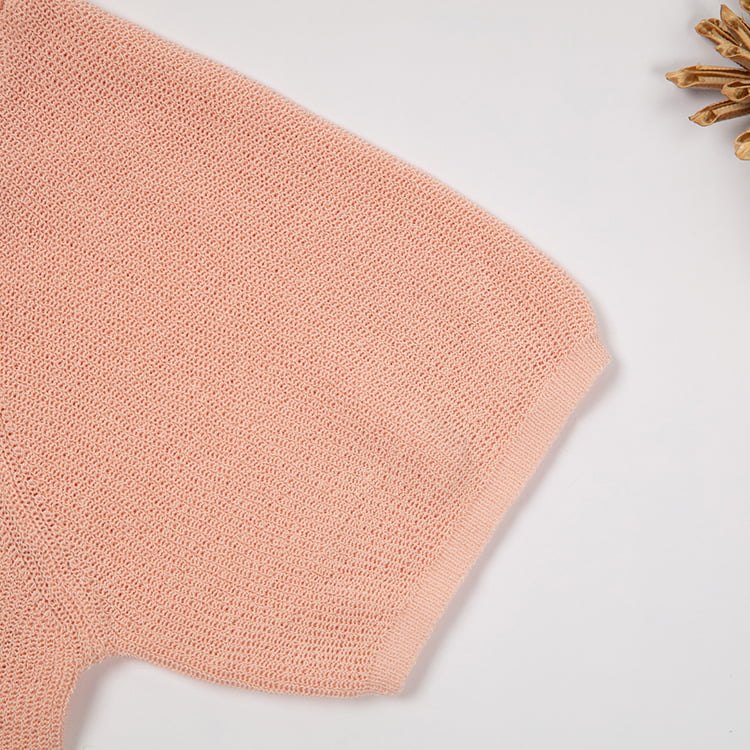 SM-K0046 V-nyakú, gombos jeges lenvászon, rövid, vékony, rövid ujjú, kötött kardigán SM-K0046 V-nyakú, gombos jeges lenvászon, rövid, vékony, rövid ujjú, kötött kardigán