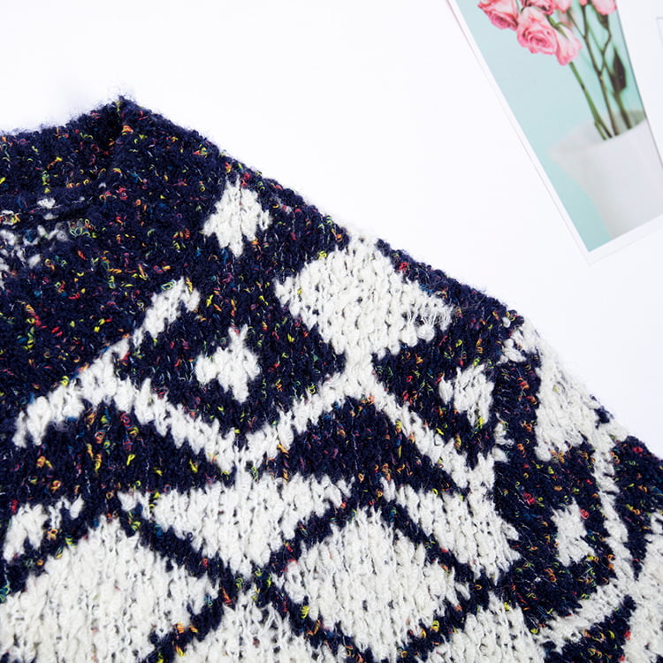 SM-K0036 geometrikus mintás foltos kötött kardigán női őszi és téli külső viselet SM-K0036 geometrikus mintás foltos kötött kardigán női őszi és téli külső viselet