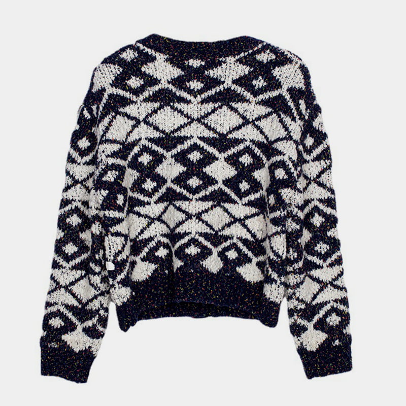 SM-K0036 geometrikus mintás foltos kötött kardigán női őszi és téli külső viselet SM-K0036 geometrikus mintás foltos kötött kardigán női őszi és téli külső viselet