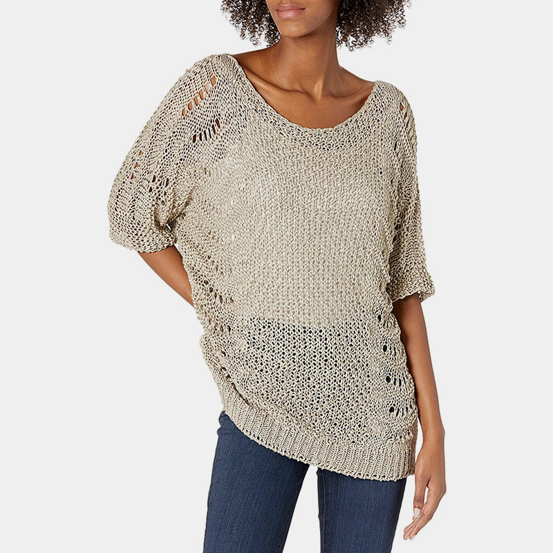 SM-K0060 Bérnyakú, kivágott kötött jumper fényvédő rövid ujjú SM-K0060 Bérnyakú, kivágott kötött jumper fényvédő rövid ujjú