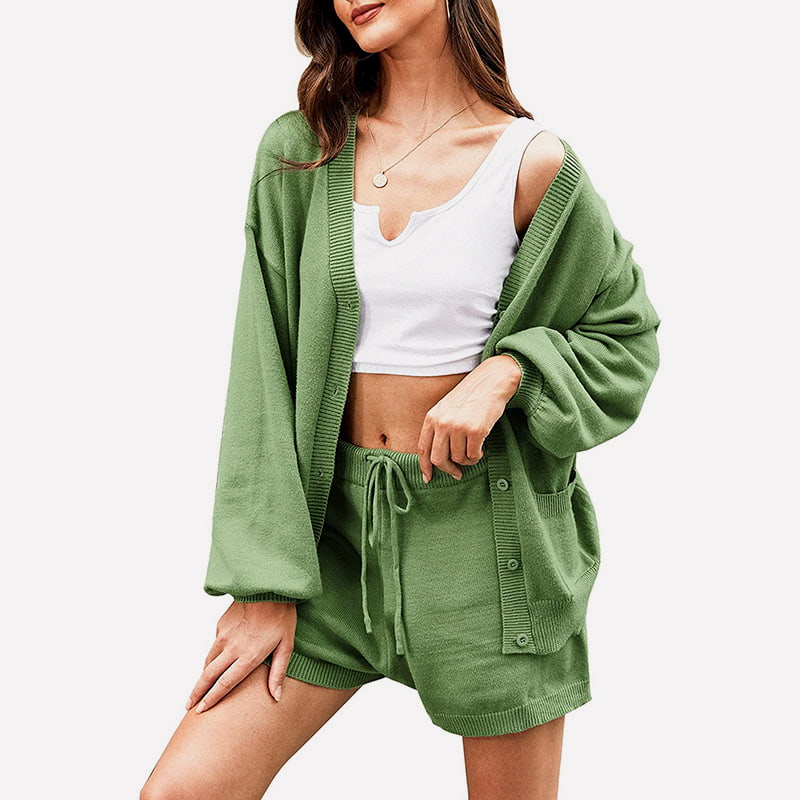 SM-K0092 V-nyakú Temperament Lantern ujjú rövidnadrág kabát kötött öltöny SM-K0092 V-nyakú Temperament Lantern ujjú rövidnadrág kabát kötött öltöny