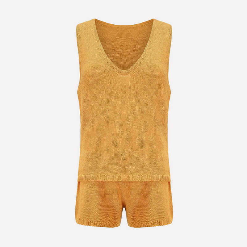 SM-K0102 egyszínű, finom kötésű mellény és fűzős rövidnadrág alkalmi kötött öltöny SM-K0102 egyszínű, finom kötésű mellény és fűzős rövidnadrág alkalmi kötött öltöny