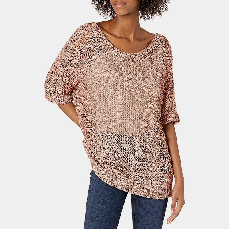 SM-K0060 Bérnyakú, kivágott kötött jumper fényvédő rövid ujjú SM-K0060 Bérnyakú, kivágott kötött jumper fényvédő rövid ujjú