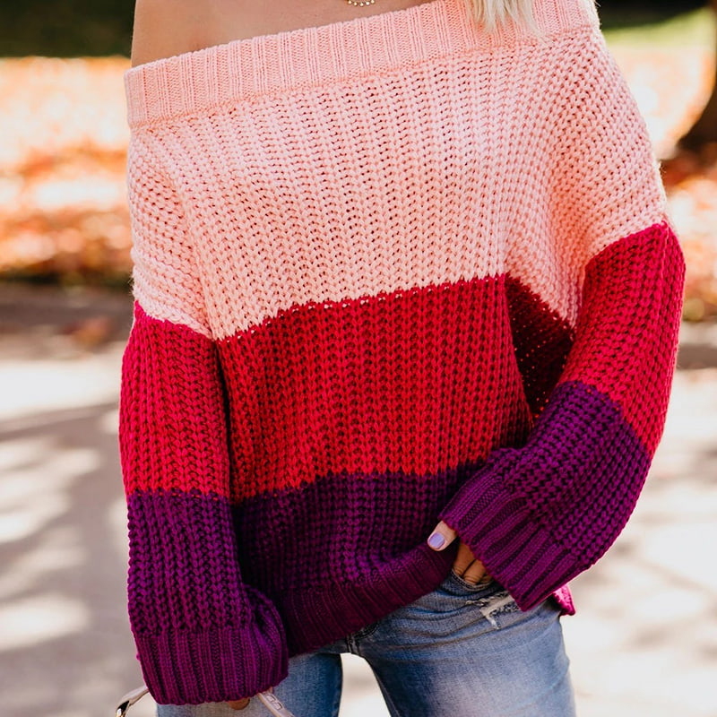 SM-K0080 környakú, hosszú ujjú kontrasztos patchwork gyapjú kötött pulóver SM-K0080 környakú, hosszú ujjú kontrasztos patchwork gyapjú kötött pulóver