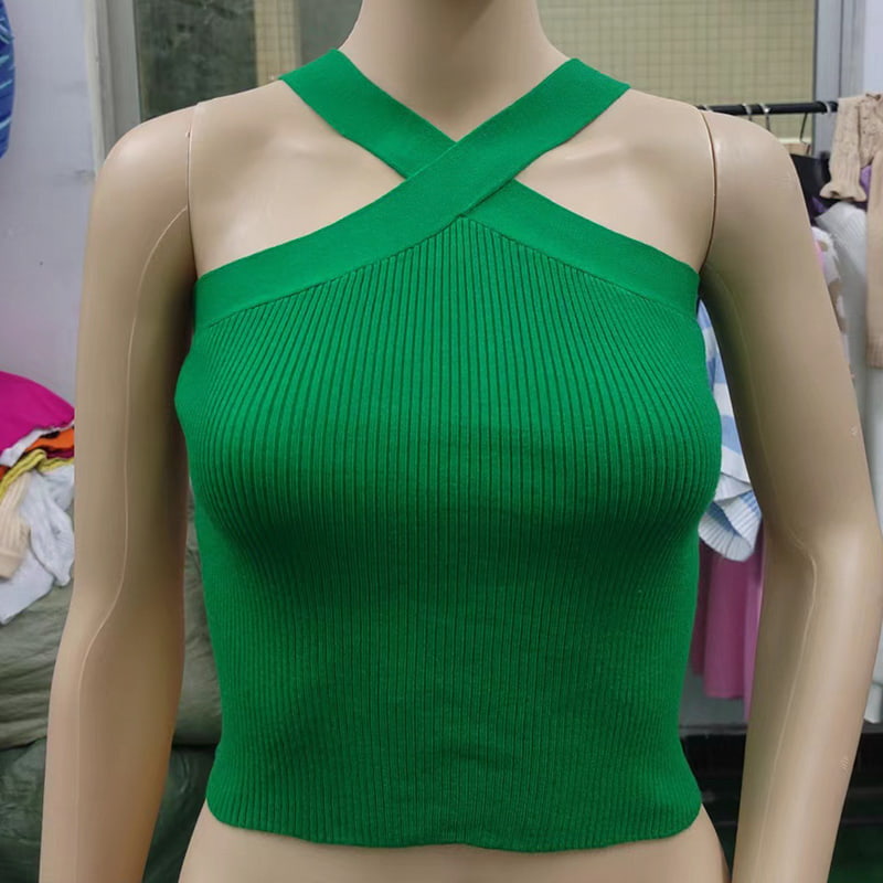 SM-K0106 keresztpántos akasztós nyakú ujjatlan kötött mellény SM-K0106 keresztpántos akasztós nyakú ujjatlan kötött mellény