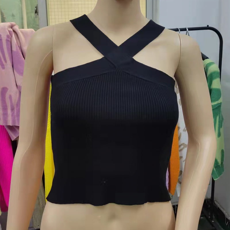 SM-K0106 keresztpántos akasztós nyakú ujjatlan kötött mellény SM-K0106 keresztpántos akasztós nyakú ujjatlan kötött mellény