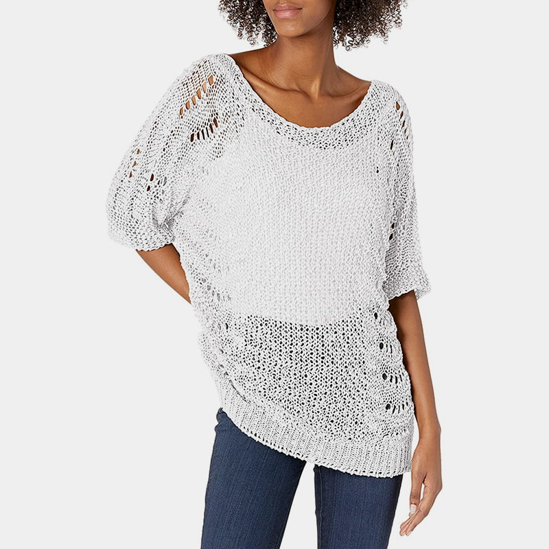 SM-K0060 Bérnyakú, kivágott kötött jumper fényvédő rövid ujjú SM-K0060 Bérnyakú, kivágott kötött jumper fényvédő rövid ujjú