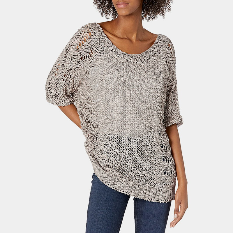 SM-K0060 Bérnyakú, kivágott kötött jumper fényvédő rövid ujjú SM-K0060 Bérnyakú, kivágott kötött jumper fényvédő rövid ujjú