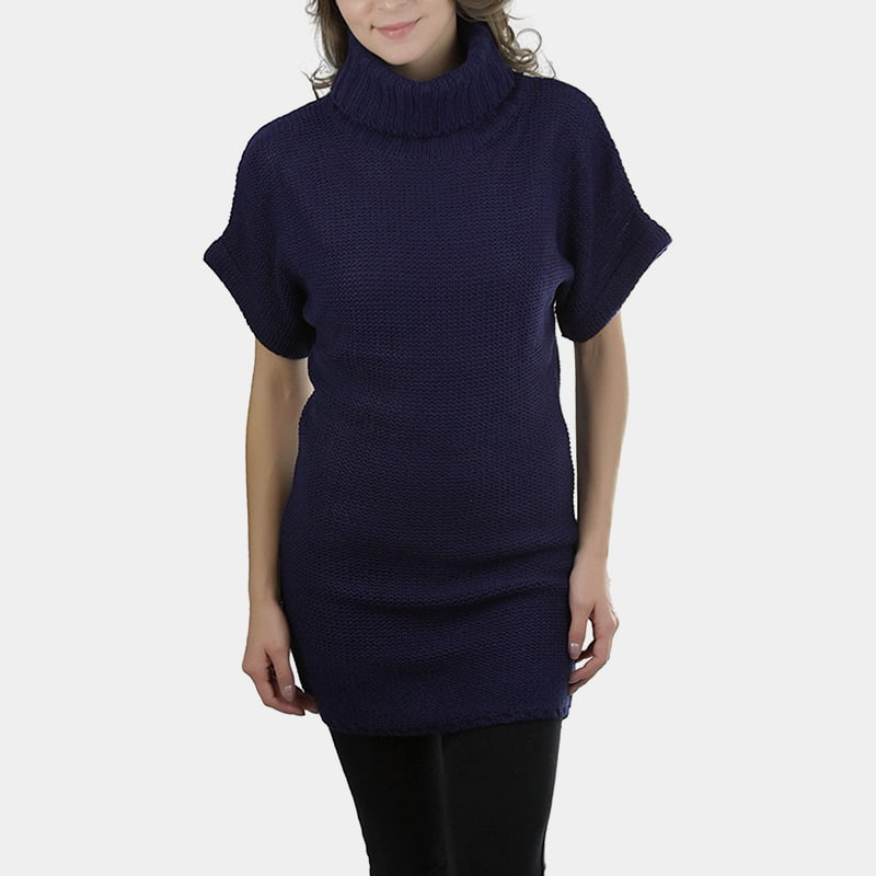 SM-K0067 magas gallérú, sima derékig érő rövid ujjú kötött pulóver SM-K0067 magas gallérú, sima derékig érő rövid ujjú kötött pulóver