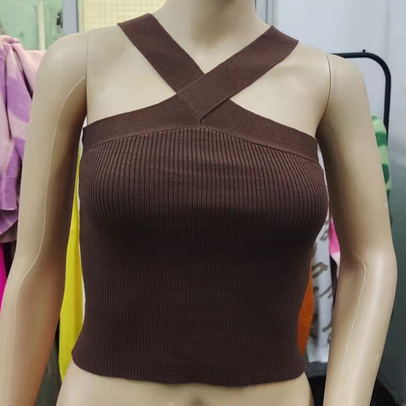 SM-K0106 keresztpántos akasztós nyakú ujjatlan kötött mellény SM-K0106 keresztpántos akasztós nyakú ujjatlan kötött mellény