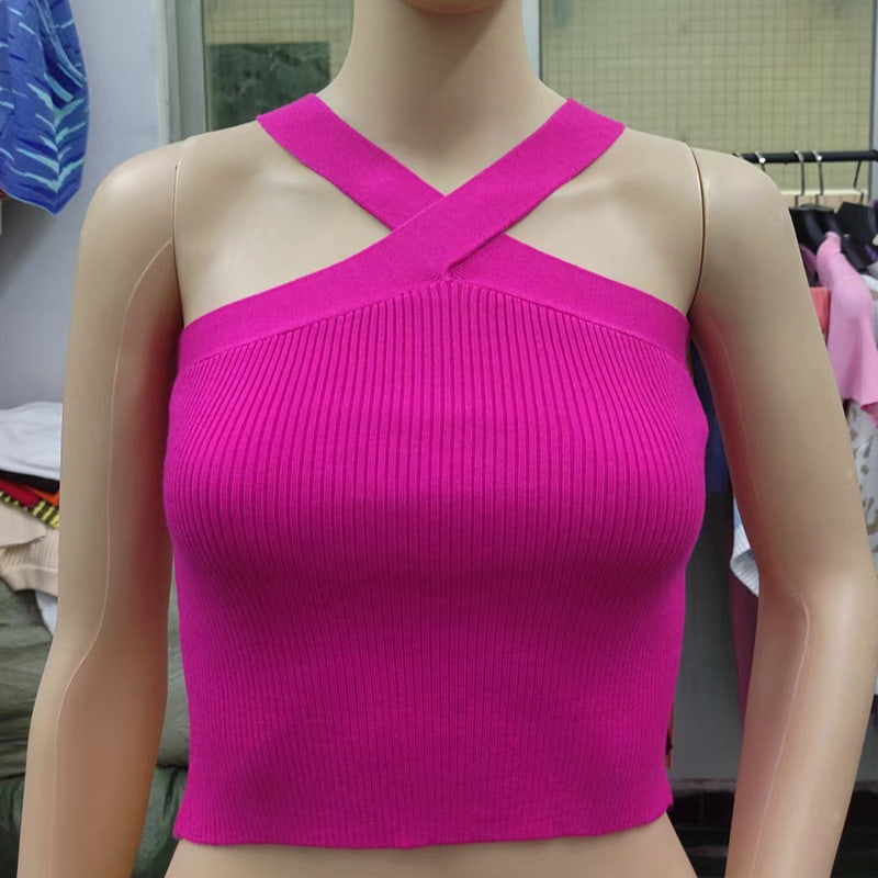 SM-K0106 keresztpántos akasztós nyakú ujjatlan kötött mellény SM-K0106 keresztpántos akasztós nyakú ujjatlan kötött mellény