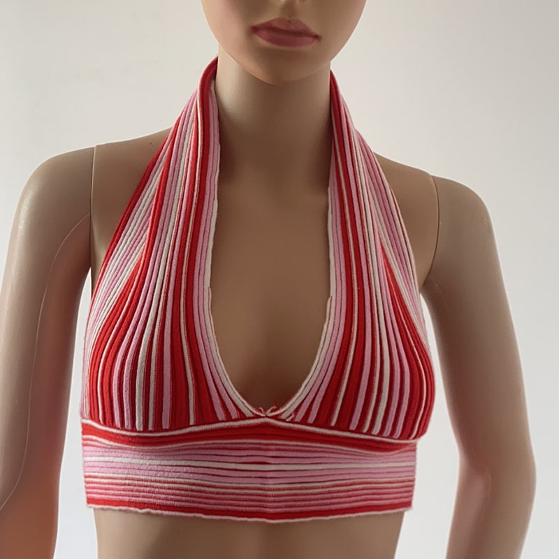 SM-K0107 Színes csíkos nyakkivágású kötött mellény SM-K0107 Színes csíkos nyakkivágású kötött mellény