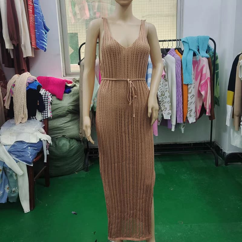 SM-K0109 Vágott, hasított pántos szexi kötött ruha SM-K0109 Vágott, hasított pántos szexi kötött ruha