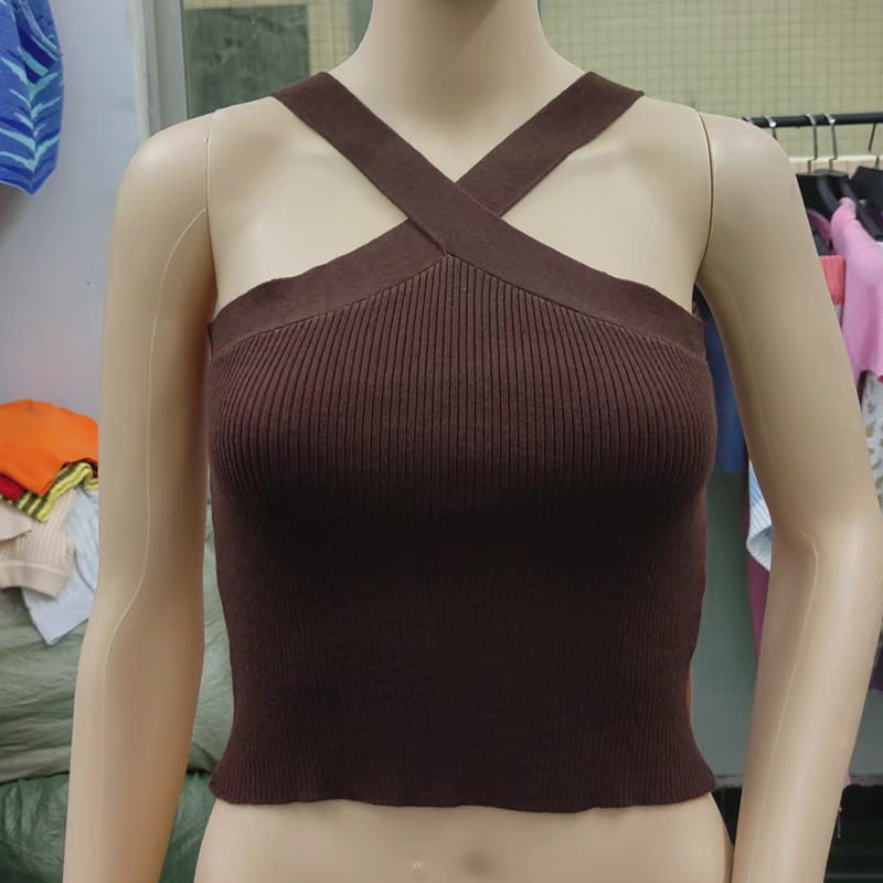 SM-K0106 keresztpántos akasztós nyakú ujjatlan kötött mellény SM-K0106 keresztpántos akasztós nyakú ujjatlan kötött mellény